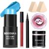 BOBISUKA Sally Halloween Makeup Kit- Light Blue Face Body Paint Stick with Red Lipstick, Black Eyeliner, Self-Adhesive Lashes, Setting Powder & Sponges Makeup Set For Avatar, Corpse Bride, Theme Party view 1