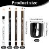 BOHUIZ 12Pcs Barber Pencil with 2 Sharpener, Magic Hairline Pencils for Lineup Beard Shaping Beard Guide Pen Barber Chalk for Men Beards Hair Makeup Design White Black Dark Brown Light Brown view 2