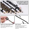 BOHUIZ 12Pcs Barber Pencil with 2 Sharpener, Magic Hairline Pencils for Lineup Beard Shaping Beard Guide Pen Barber Chalk for Men Beards Hair Makeup Design White Black Dark Brown Light Brown view 3