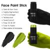 BOBISUKA Light Green & Black Face Body Paint Stick Kit with Black Lipstick & Eyeliner Pen, Setting Powder & 2 Sponges  Halloween Makeup Set for Beetle Juice, Demon, Monsters, Witches & Gothic Looks view 2
