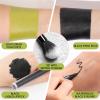 BOBISUKA Light Green & Black Face Body Paint Stick Kit with Black Lipstick & Eyeliner Pen, Setting Powder & 2 Sponges  Halloween Makeup Set for Beetle Juice, Demon, Monsters, Witches & Gothic Looks view 4