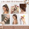 12PCS Fancy Pearl and Rhinestone Hair Ties for Women, Beaded Ponytail Holders with Fancy Decorative Ponytail Holder, Elegant Rhinestone Hair Tie Bracelets, Pretty Pearl Scrunchies for Girls(12PCS,A) view 4