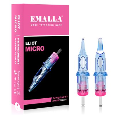 Emalla ELIOT MICRO PMU Tattoo Cartridge Needles, 20Pcs Tattoo Needles 1001RLLT Tattoo Needles for Machine Tattoo Supplies