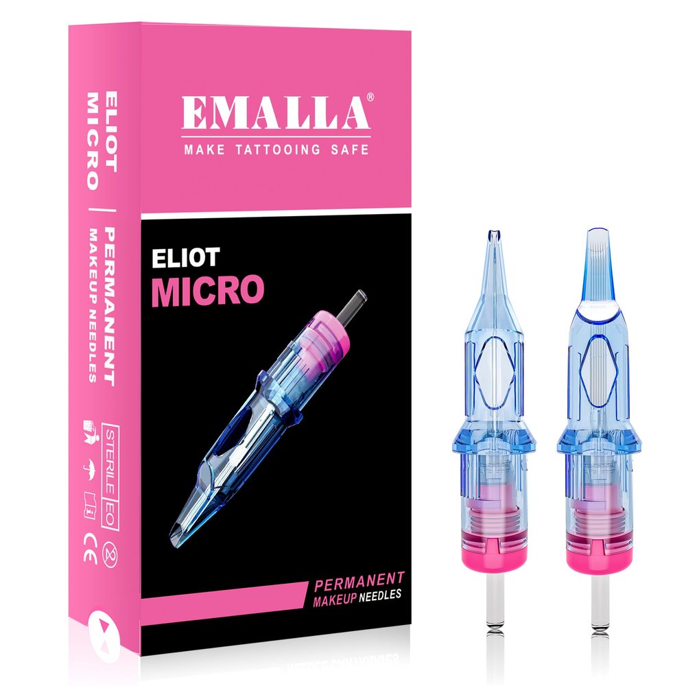 Emalla ELIOT MICRO PMU Tattoo Cartridge Needles, 20Pcs Tattoo Needles 1001RLLT Tattoo Needles for Machine Tattoo Supplies
