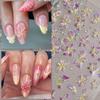 5D Embossed Flower Nail Art Stickers Decals Spring Floral Self-Adhesive Nail Decals Design Yellow Purple Gradient Aurora Flowers Nail Stickers for Women DIY Manicure Decoration Supplies 1 Sheet view 2