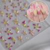 5D Embossed Flower Nail Art Stickers Decals Spring Floral Self-Adhesive Nail Decals Design Yellow Purple Gradient Aurora Flowers Nail Stickers for Women DIY Manicure Decoration Supplies 1 Sheet view 3
