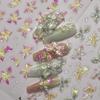 5D Embossed Flower Nail Art Stickers Decals Spring Floral Self-Adhesive Nail Decals Design Yellow Purple Gradient Aurora Flowers Nail Stickers for Women DIY Manicure Decoration Supplies 1 Sheet view 4