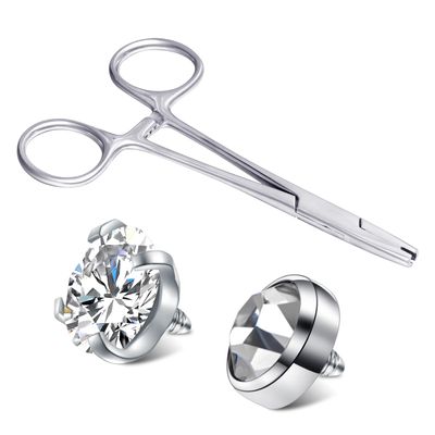 DJCIW 3mm Jaw Piercing Ball Removal Tool,Stainless Steel Piercing Pliers To Change Jewelry, Dermal Anchor Forceps for Dermal Tops,Nose Septum Lip Ring Earrings, Easy to Unscrew or Screw Piercing Balls