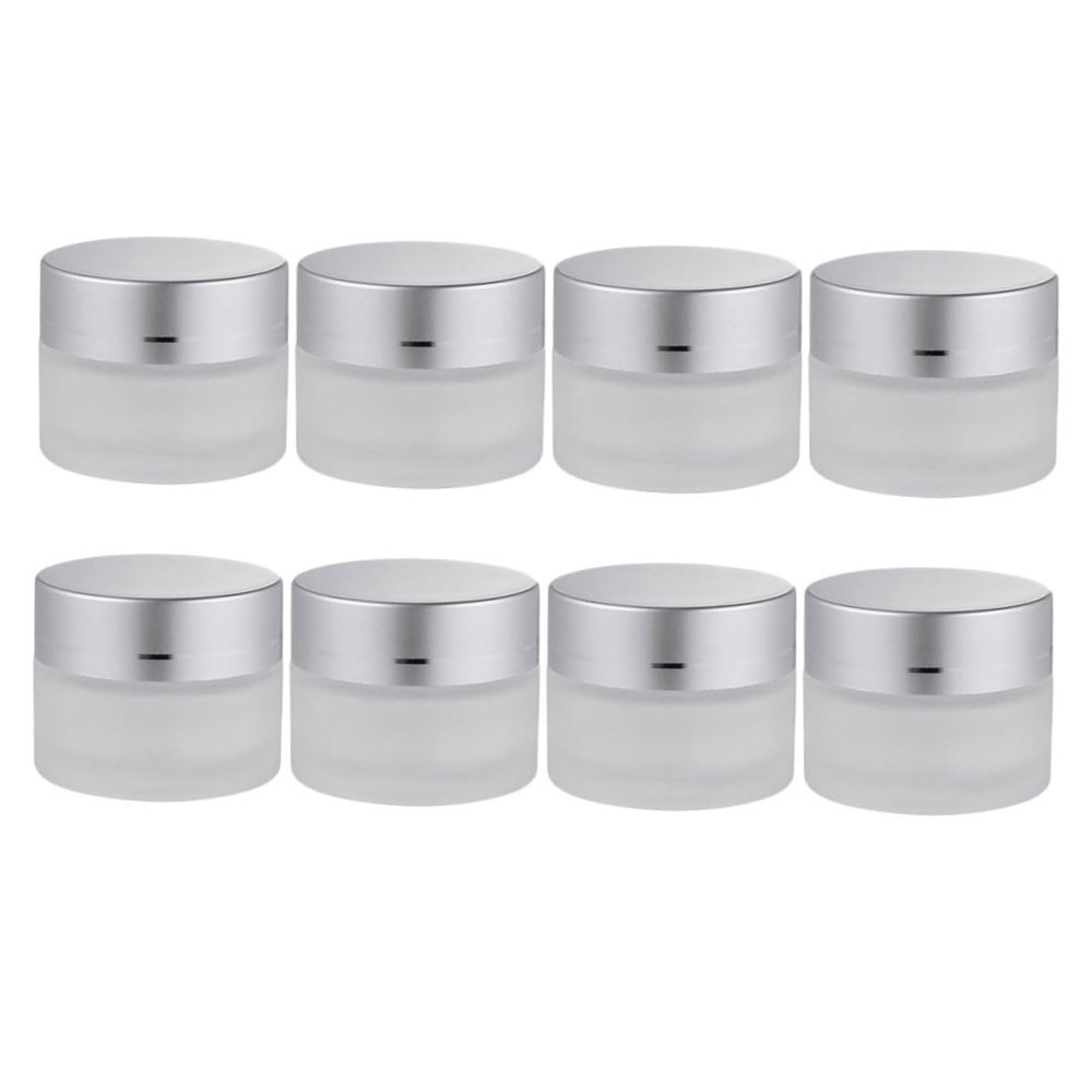 Beaupretty 8pcs Glass Cosmetic Jars Refillable Empty Cream Containers for Travel and Stylish Storage for Lotion Essential Oils