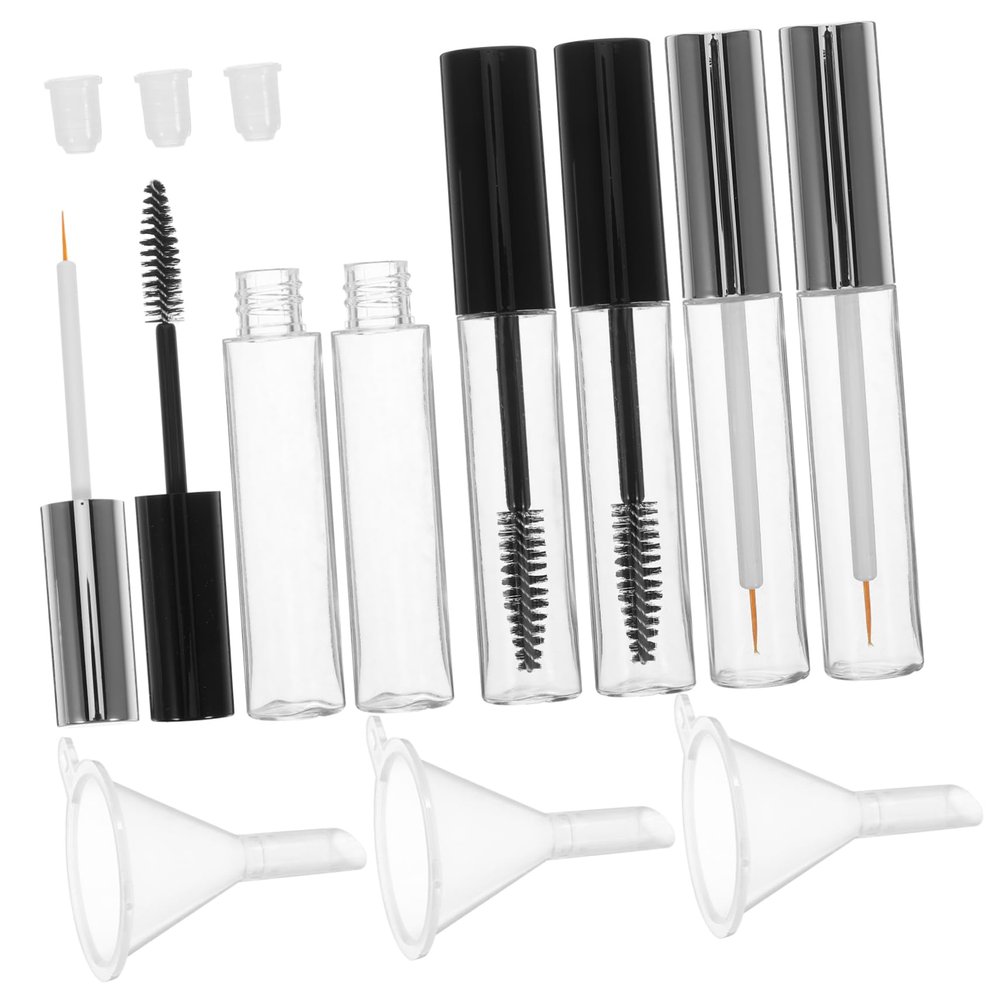 BAZEITFLOW 3pcs Diy Mascara Tube Set Empty Eyelash Tubes Brush Leakproof Compact for Travel