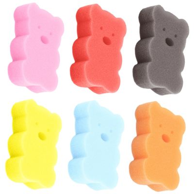 Beaupretty Baby Bath Sponge Cartoon Bear Shape Soft Kids Bath Loofah for Gentle Cleansing and Infant Bathing Supplies 3.94X2.76X0.98 Inches
