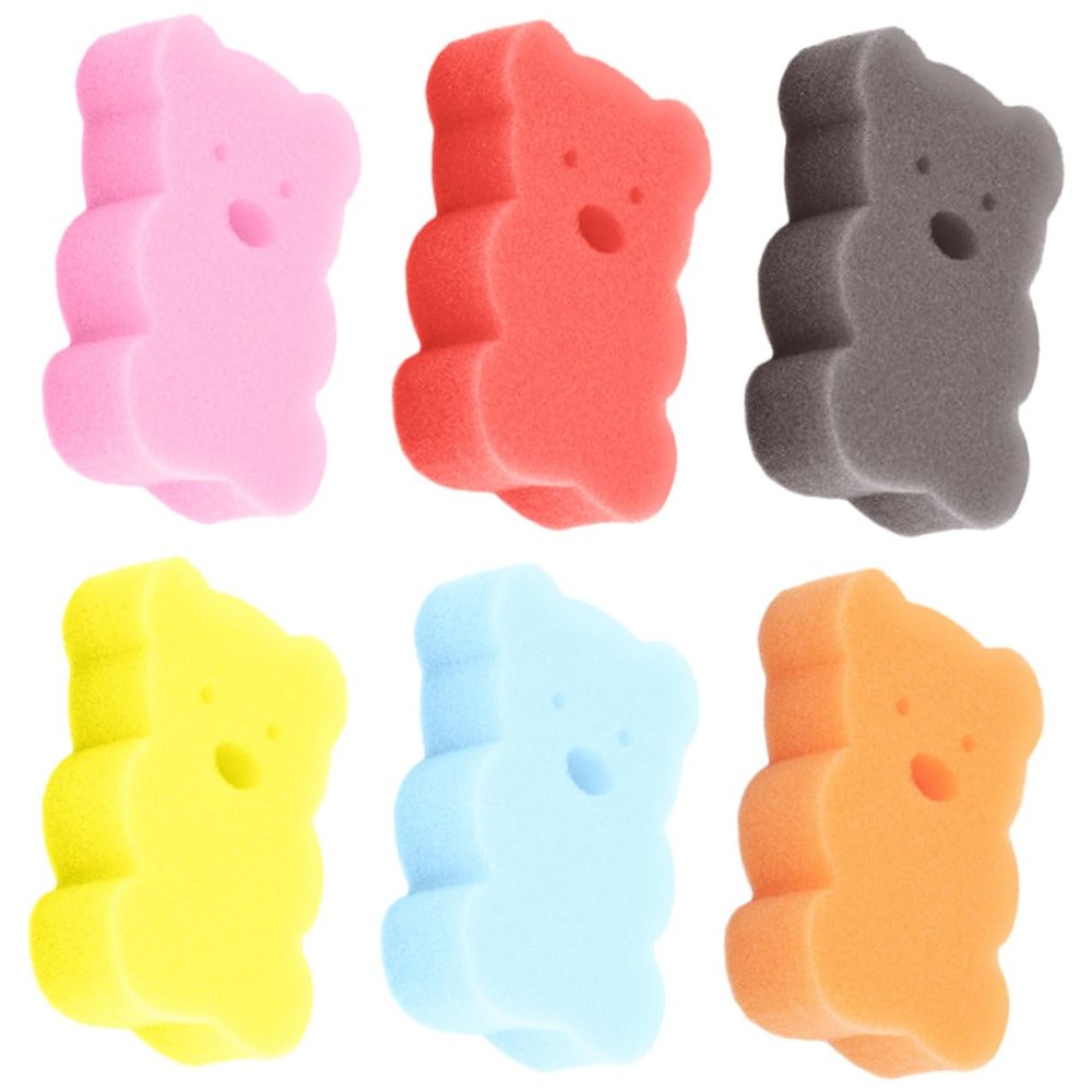 Beaupretty Baby Bath Sponge Cartoon Bear Shape Soft Kids Bath Loofah for Gentle Cleansing and Infant Bathing Supplies 3.94X2.76X0.98 Inches