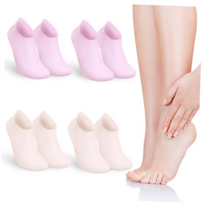 Beavorty 4pairs Thick Socks for Women Moisturizing Silicone Socks for Foot Care Spa Use Sleep Ankle