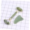 BESTYASH 2pcs Natural Jade Facial Set Includes Gua Scraping Plate Rolling for Neck Relaxation and Muscle Relief view 3