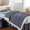 LDLCYCN Grey/b,190 * 80cm, Massage Table Skirt 4 Piece Massage Table Sheet Set Beauty Massage Table Skirt for Beauty Salon Full Wrap SPA Bed Cover Massage Table Accessories Washable view 1