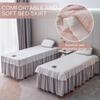 LDLCYCN Grey/b,190 * 80cm, Massage Table Skirt 4 Piece Massage Table Sheet Set Beauty Massage Table Skirt for Beauty Salon Full Wrap SPA Bed Cover Massage Table Accessories Washable view 2