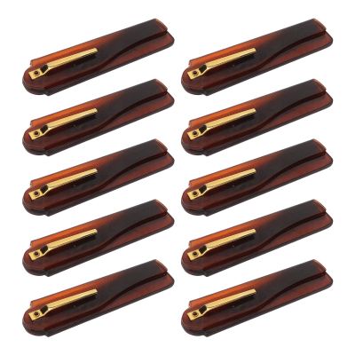 10 Pcs Folding Pocket Comb Hand Made Folding Type Fine Tooth Brown Comb Gold Buckle Sm for Men Ckle Sm for Men Pocket CombPocket CombFolding CombPortable