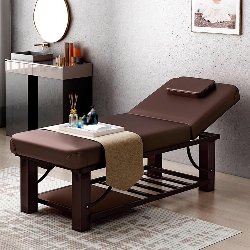 Adjustable Massage Tables, Esthetics Bed with Storage Shelf and Removable Headrest, SPA Bed for Home, Beauty Salon, Health Center, Leisure Club