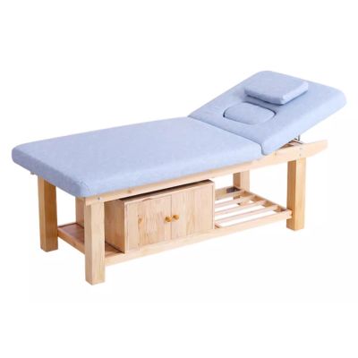 70/80cm Wide Adjustable Massage Table, Solid Wood Esthetics Bed with Storage Space, Removable Headrest and Chest Space for Beauty Salon, Foot Massage Shop, Leisure Club