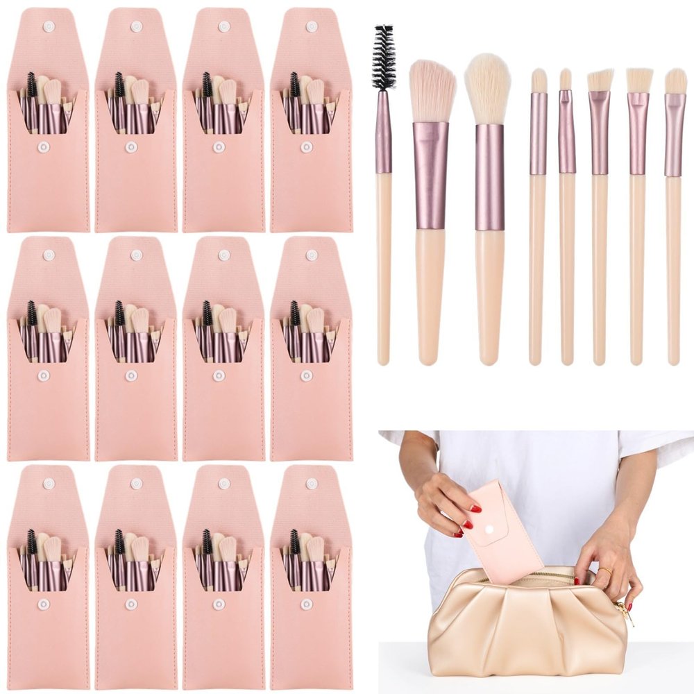 12-Piece Makeup Brush Set With Bag, Includes 8 Brushes For Foundation, Blush, Shadow & More, Perfect Bridesmaid Gift, Compact And Portable For Travel