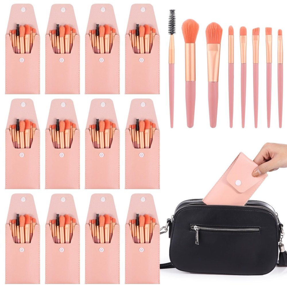12-Piece Makeup Brush Set With 8 Brushes, Travel-Friendly Case, Synthetic Fiber Brushes For Blush, Foundation, Shadow, Ideal For Weddings And Parties