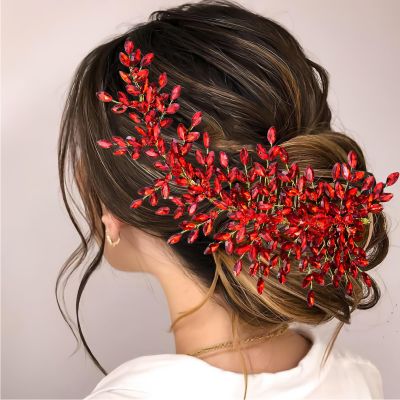AMORARSI Crystal Wedding Hair Comb Bridal Hair Accessories Pearl and Rhinestone Bridal Side Combs for Women and Girls (Gold)