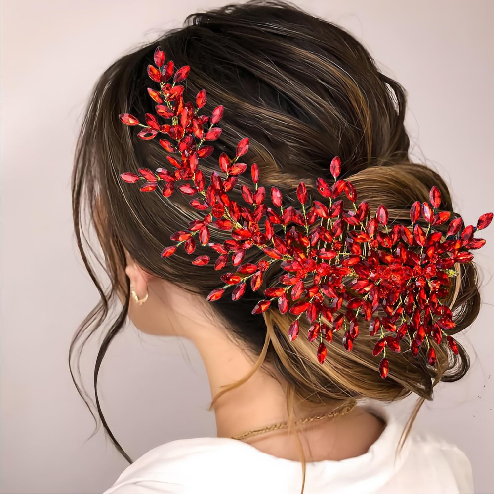 AMORARSI Crystal Wedding Hair Comb Bridal Hair Accessories Pearl and Rhinestone Bridal Side Combs for Women and Girls (Gold)