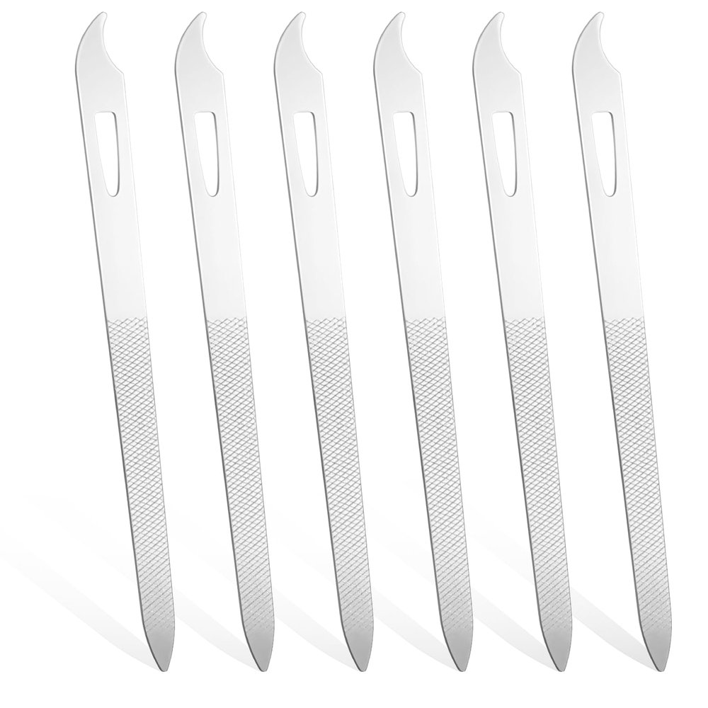 6PCS Metal Fingernail File, Double Sided Metal Nail File, Durable Thin Stainless Steel Nail Files for Filing Polishing, Manicure Pedicure Toenails Gentle Care Tools