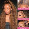 NARNI 28 Inch Honey Blonde Wig Human Hair 13x4 HD Deep Wave Lace Front Wigs Human Hair Pre Plucked 4/27 Highlight Ombre Deep Curly Lace Frontal Wigs 200% Density view 3