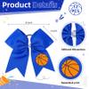 12 PCS Basketball Cheer Bows 8" Large Hair Bows Ponytail Holders for Girls Cheerleader Game Day Sports Team Spirit Accessories Handmade Glitter Streamer Hair Ribbons Bulk view 3
