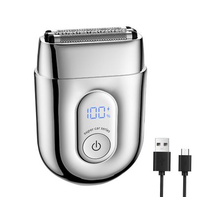 Electric Foil Shavers for Men, Compact Travel Face Shaver, Mini Razor for Shaving Face,Portable Electric Shaver for Men, Suitable for Home, car, Travel, Shaving (Silver)