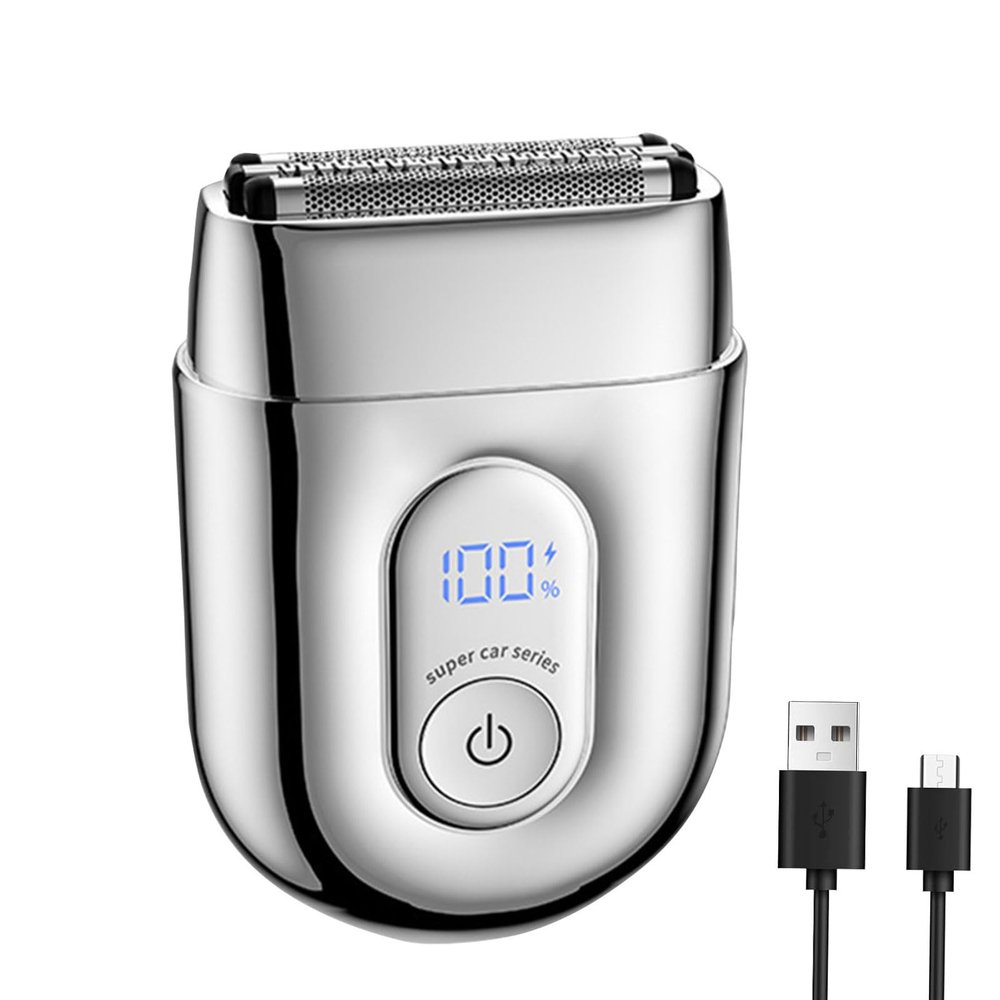 Electric Foil Shavers for Men, Compact Travel Face Shaver, Mini Razor for Shaving Face,Portable Electric Shaver for Men, Suitable for Home, car, Travel, Shaving (Silver)