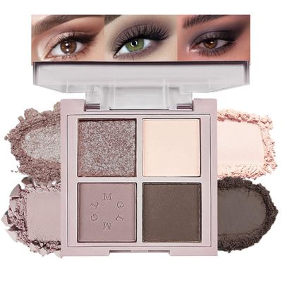4Colors Eyeshadow Makeup Palette,Nude Gray Black Natural Neutral Powde Eye Shadow Palette for Older Women,Long Lasting Naturing-Looking,Lightweight,Waterproof,Eye Makeup Kit Travel Size