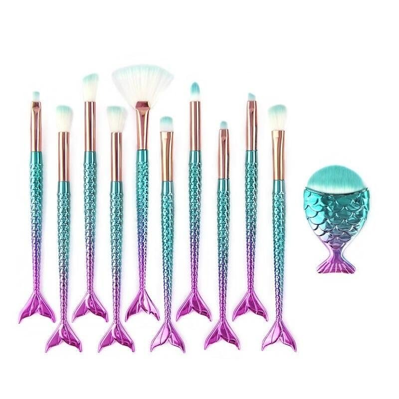 10Pcs Mermaid Style Makeup Brush Set B