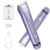 2-in-1 Electric Bikini Trimmer for Women, IPX7 Waterproof, Rechargeable Razor with Double-Edged Blade, Portable Hair Removal Shaver for Wet and Dry Use (Purple) view 1