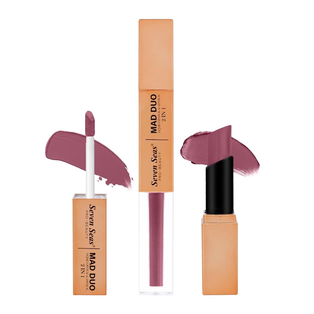 2in1 Non-Transfer | Smooth Texture | Hydrating | Long Lasting | Water-Proof | Full-Coverage Mad Duo Liquid Lipstick & Lipstick (Castro1, 4ml,3g)
