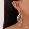 Missgrace Women Rhinestone Earrings Dangling Sparkly Purple Dangle Earrings Chandelier Earrings Tassel Large Studs Crystal Statement Earrings for Women view 2