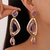 Missgrace Women Rhinestone Earrings Dangling Sparkly Purple Dangle Earrings Chandelier Earrings Tassel Large Studs Crystal Statement Earrings for Women view 3