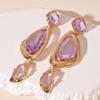 Missgrace Women Rhinestone Earrings Dangling Sparkly Purple Dangle Earrings Chandelier Earrings Tassel Large Studs Crystal Statement Earrings for Women view 4