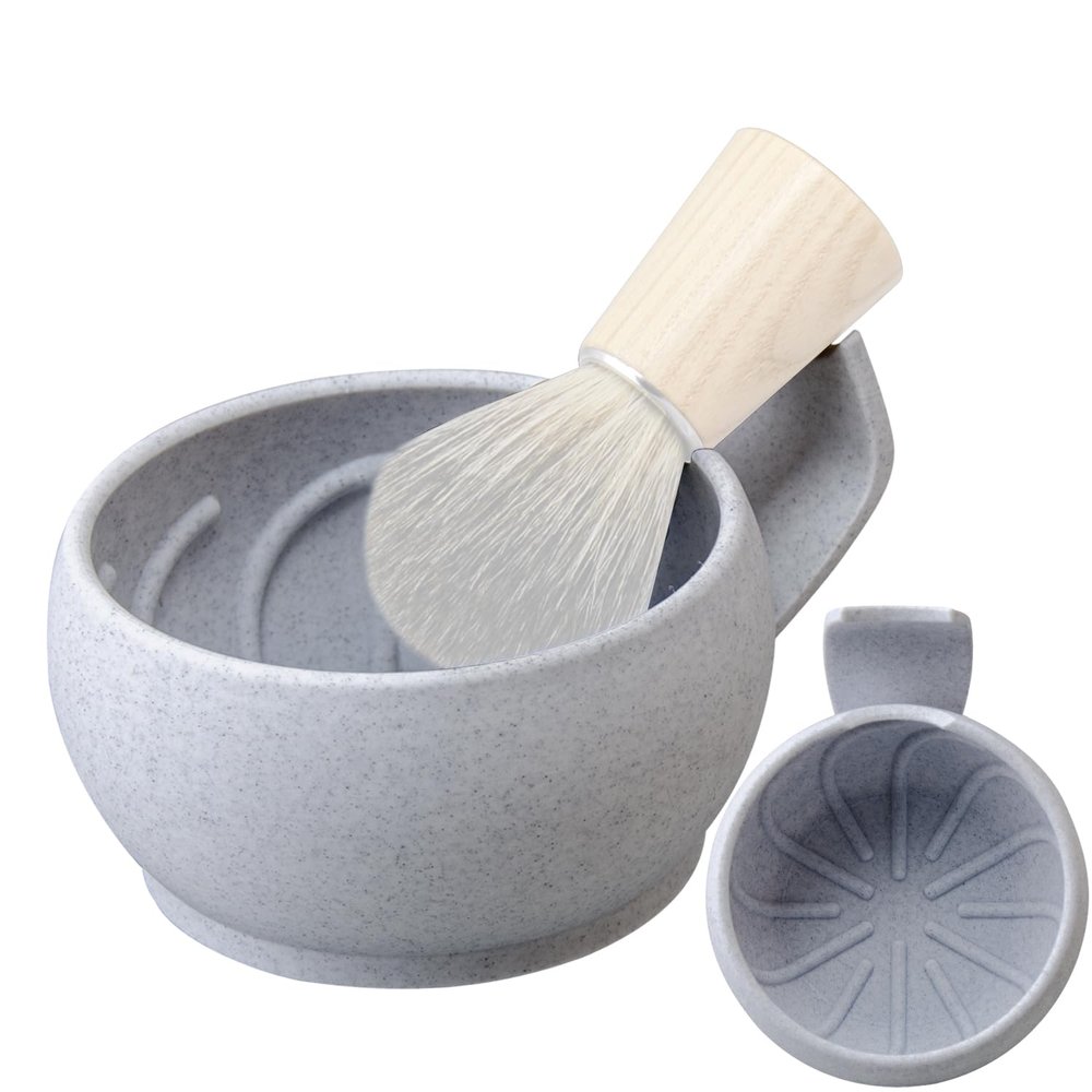 Grandslam Shaving Bowl with Ridges, Shaving Mug with Brush Stand, Shaving Soap Bowl for Shaving Cream and Soap, Durable & Holds Heat Longer, Rich & Thick Lather, Great for Traveling and Use at Home