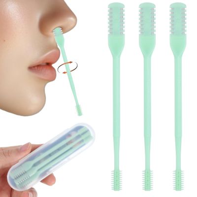Bremorou Nose Hair Trimmer 3 Pcs Double Sided Knife Cutter 2-in-1 Nose Manual Trimmer 360 Rotating Nasal Hair Razor Portable Cutter Clippers for Men Women (Green)