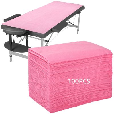 100 PCS Disposable Bed Sheets for Massage Table, 31" x 71" in Non-Woven Massage Table Cover, Disposable Bed Sheets for Spa Beds, Estheticians, Hotels, and Beauty SalonsPink