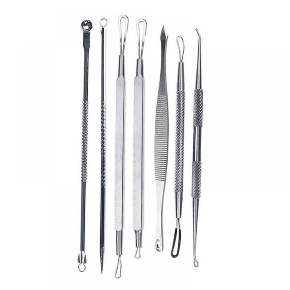 Beaupretty 7pcs Blackhead Extractor Tool Kit  Professional Comedone Remover Set for Face Nose and Chin  Nonslip Stainless Steel Tools for Blemish Removal and Skin Care