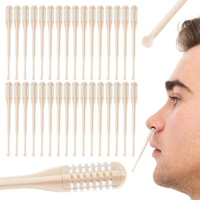 2 in 1 Nasal Hair Cutter for Men, 2025 New Nose Hair Trimmer with Portable Ear Picker, Handheld 360 Rotating Nostril Hair Remover Tool (32 pcs)