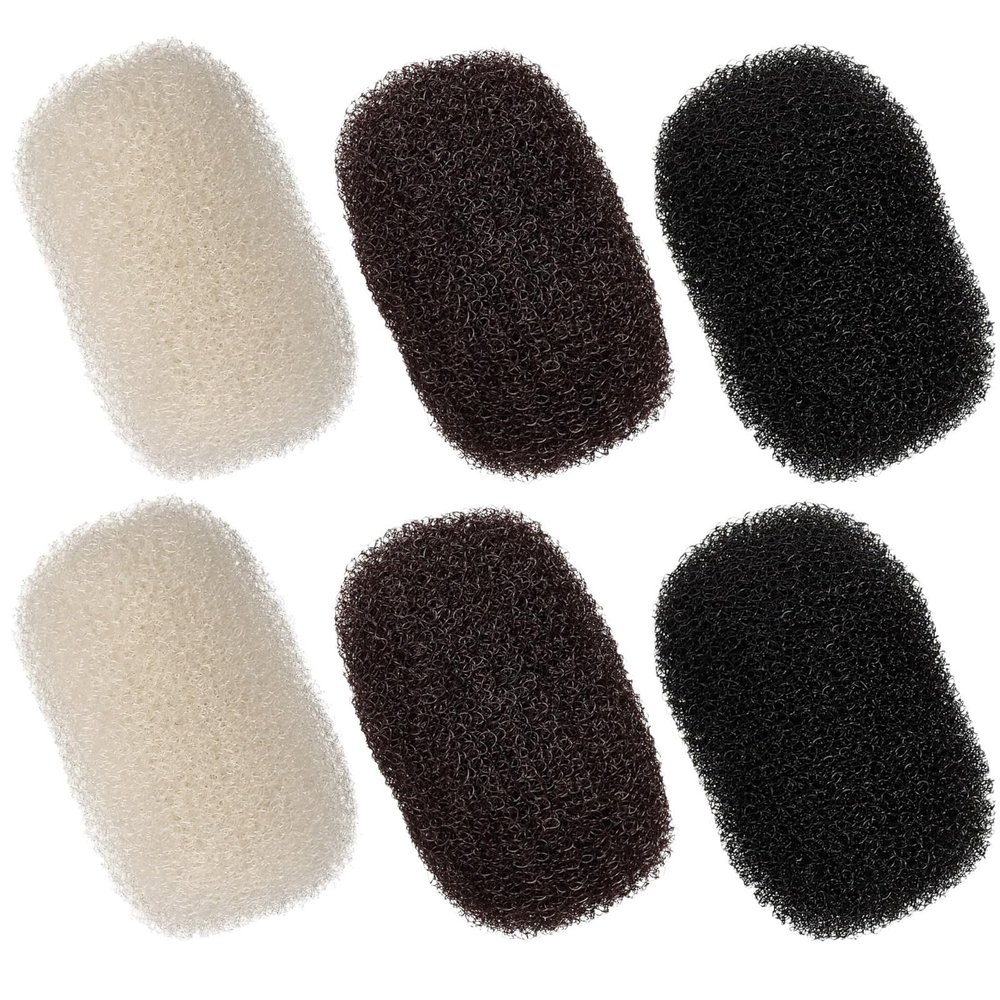 6-Piece Hair Volume Inserts, Nylon Base Shapers For Women, Updo Styling Tool, Beige Brown Black Color Set