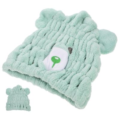 ASAKKURA Cute Animal Hair Drying Hat for Kids Absorbent Coral Fleece Towel Wrap Quick Drying Children's Hair Towel for Bathing and Swimming