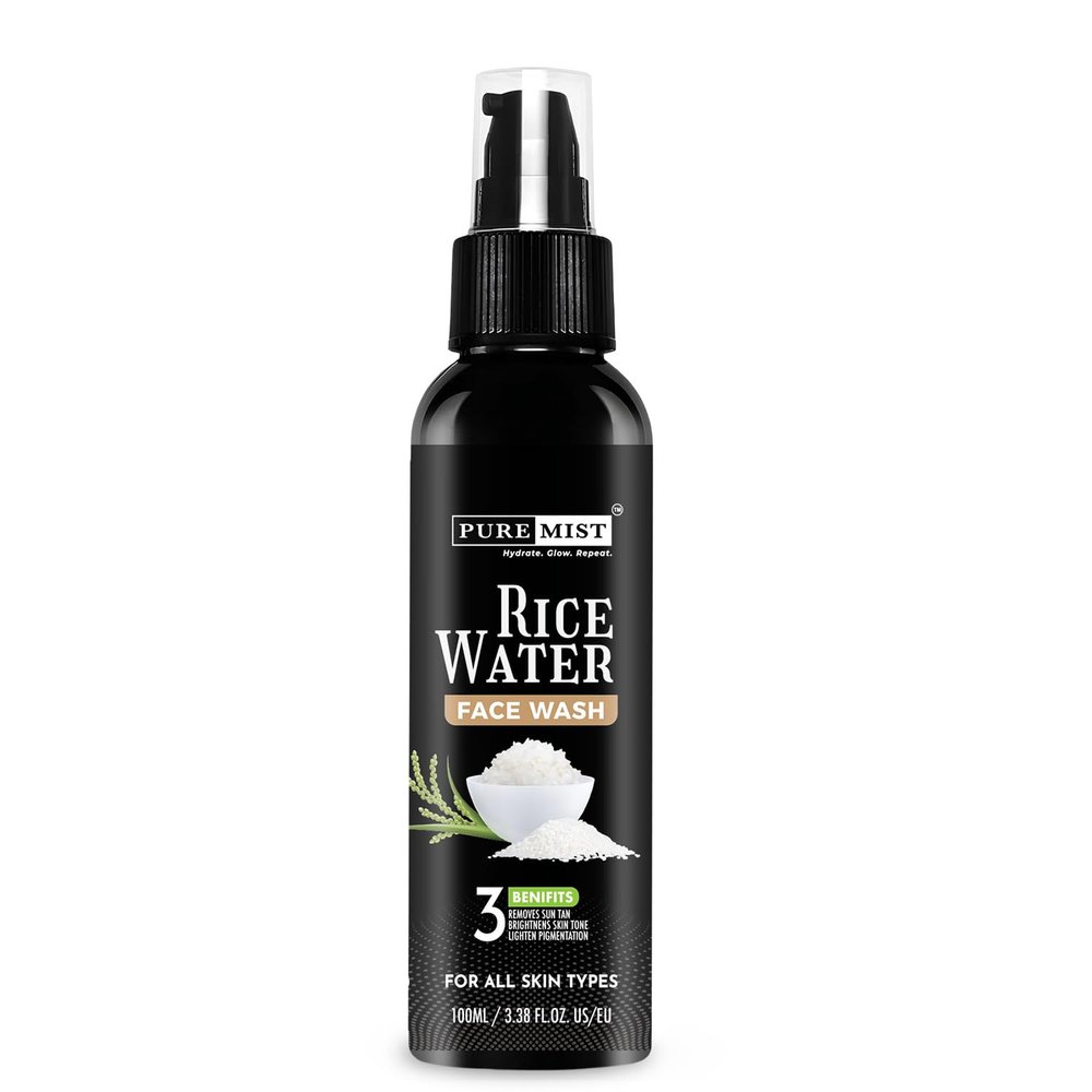 PUREMIST Rice Face Wash With Rice Water & Niacinamide for Glass Hydrated Glowing & Brightened Even Tone | Korean Skin Care Product All Skin Types for Men & Women | 100 ml