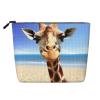 Dwvtfsm Beach Giraffe Makeup Bag For Women, Waterproof Linen Travel Cosmetic Organizer Lightweight Zipper Travel Toiletry Bag Organizer Makeup Brushes Storage Bag view 1