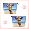Dwvtfsm Beach Giraffe Makeup Bag For Women, Waterproof Linen Travel Cosmetic Organizer Lightweight Zipper Travel Toiletry Bag Organizer Makeup Brushes Storage Bag view 2
