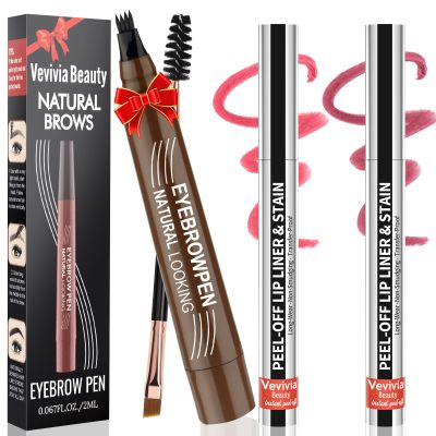 Eyebrow Pencil - Microblading Eyebrow Pen Waterproof 4 Fork Tip Multi-Used Eye Brow Pencils for Women Long-Lasting, Precise Natural Brow Magic Eyebrow Pencil with Hair Like StrokesLightBrown